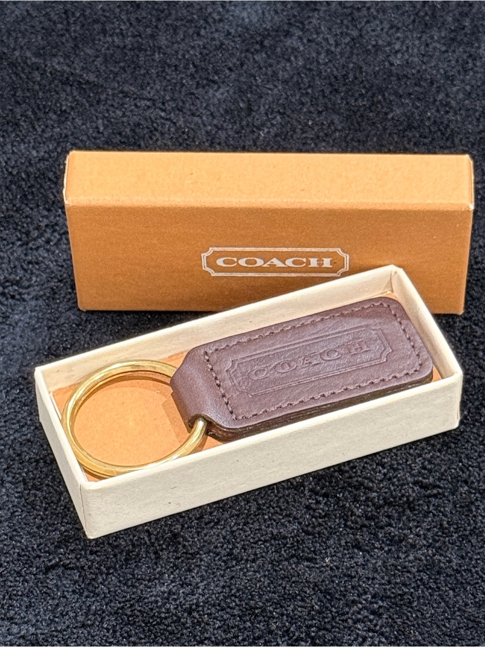 Coach Vintage Mahogany Brown Leather Hangtag Tag Keychain Keyring Gift Bag Charm